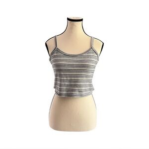 90s style Grey and white striped cropped tank top